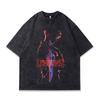 Men'S Japanese Cartoon Direct Injection Printing T-Shirt American Retro Vintage Loose Short-Sleeved T-Shirt Men'S