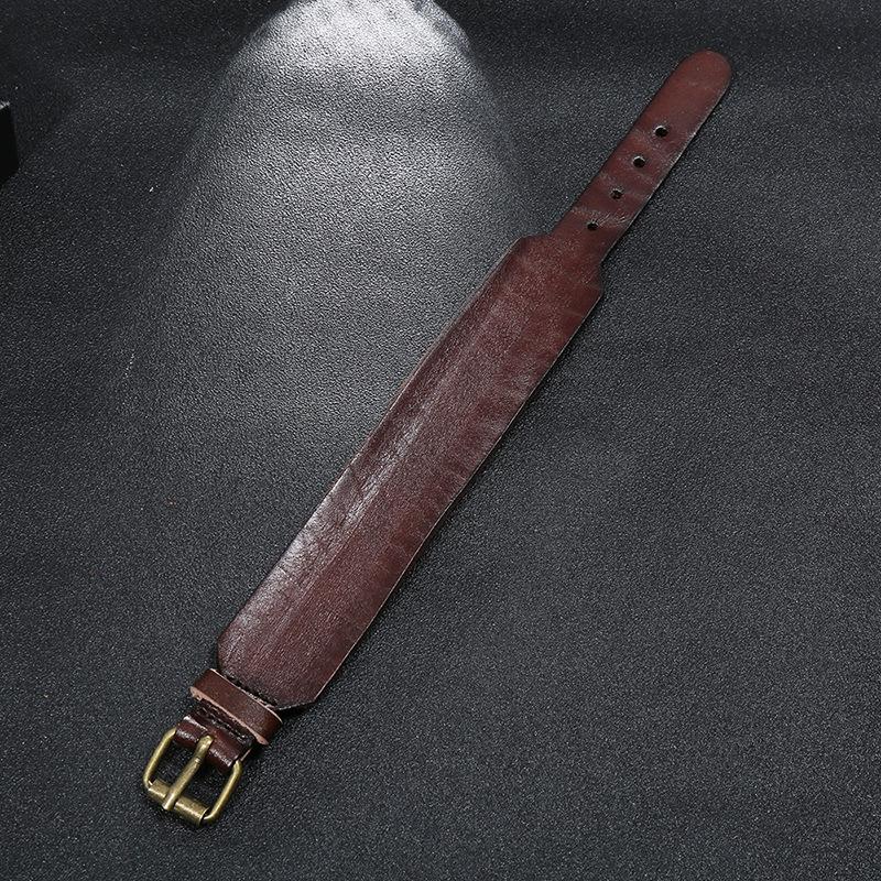 Retro Simple Cowhide Leather Wristband Bracelet 30mm Wide Handmade Adjustable Bracelet Cowboy Accessories Unisex Jewelry Gift