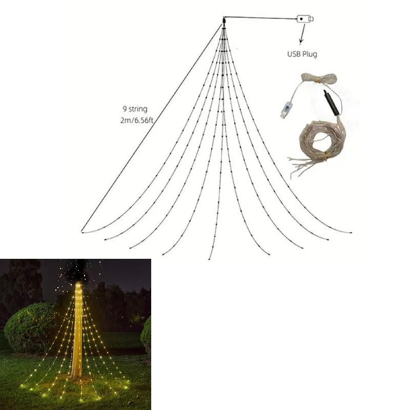 

2 м Рождественская светодиодная гирлянда-водопад с USB-питанием, украшение для сада и двора Warm