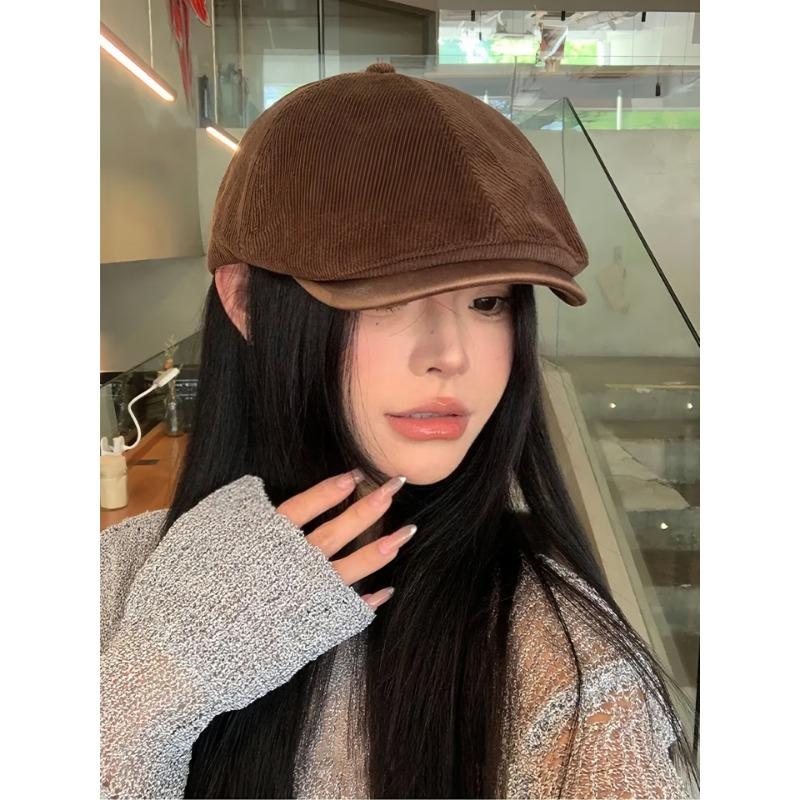 Fashion Retro Corduroy Newsboy Cap Unisex Large Head Size Warm Hat