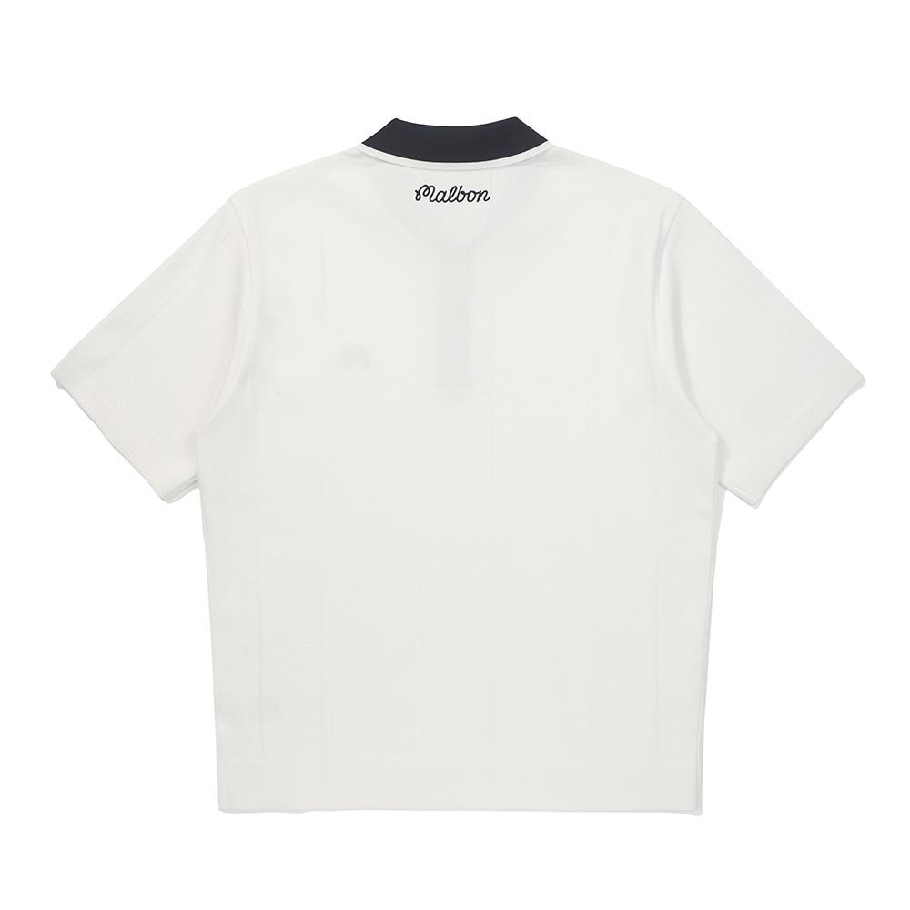MALBON GOLF Essential Short Sleeve Polo Knit T-Shirt White (Man)