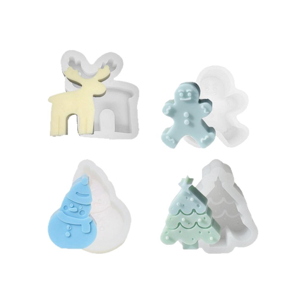 4 Pcs Christmas Tree Candle Mould Silicone Molds Ornament Molds Castings Molds Handmade Plasters Molds Craft Supplies