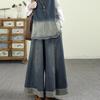 Pants for Women Plus Size Thickened Stretchy Elastic High Waist Long Trousers Solid Colour Fleece Casual Wide Leg Jean Pants