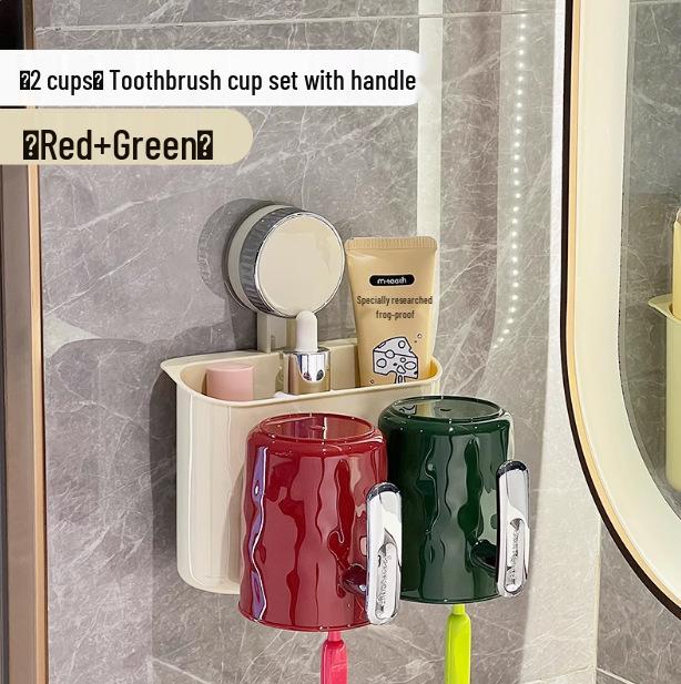 No-Drill Wall-Mounted Toothbrush & Cup Holder