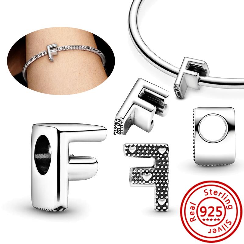 925 Sterlingová měď Čirý zirkon Třpytivé 26 písmen abecedy A-Z DIY Korálky na jméno Vhodné pro originální náramek s přívěsky Pantaro Zirkon