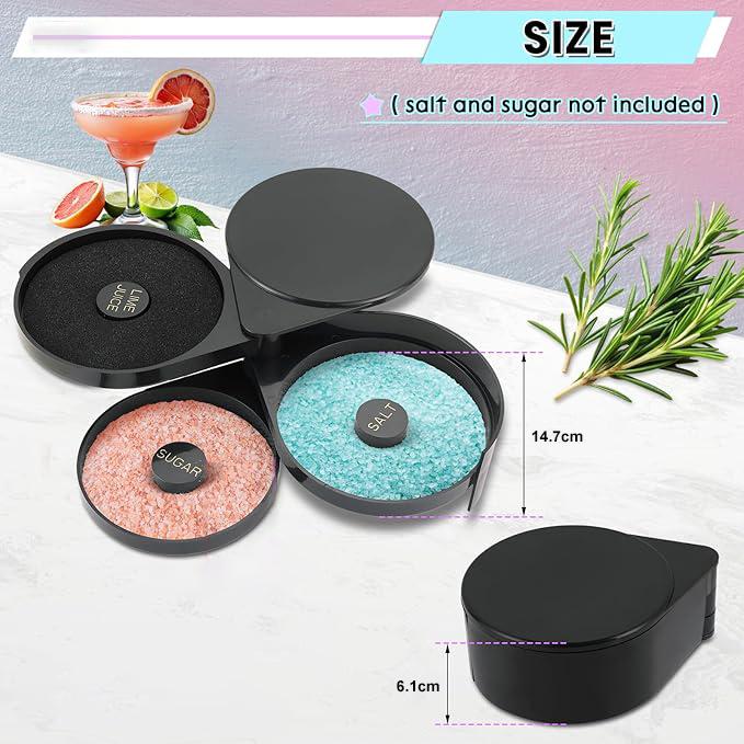 3-Tier Bar Glass Rimmer Bartender Tool with Sponge | Margarita Salt Rimmer Set,Salt Rimmer for Cocktails