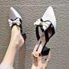 Fashion Medium Heel With Bow Shoes for Women Clappers Woman Slippers Cheap Liquidation Sandals Korea Style Slides Stylish Vip 39 Shoe