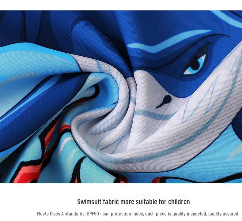 Traje de baño de dos piezas de manga larga con estampado de tiburones para niño - Estilo 2025