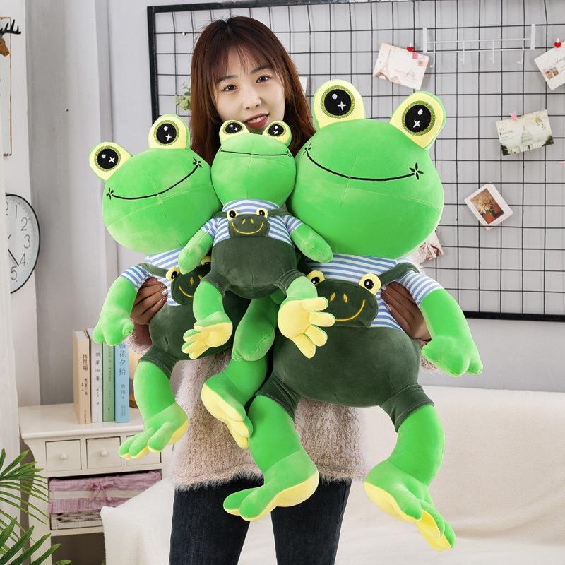 Cute Plush Frog Toy With Shoulder Strap For Kids' Sleeping Companion