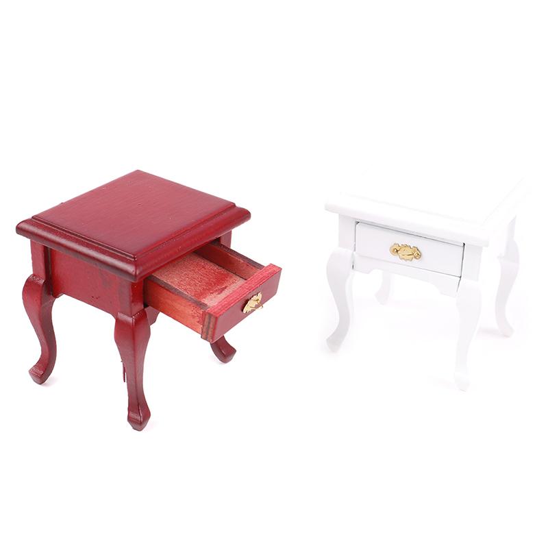 1:12 Wooden Bedroom Dollhouse Miniature Bedside Furniture Accs