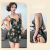 Sex Underwear Sexy High Waist Split Fork Tight Cheongsam of The Republic of China Pure Desire Printing Bead String Cheongsam Style Girl