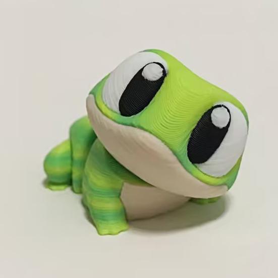 3D Printed Gecko Frog Figurine Movable Joints Big Eyes Frog Figure Articulated Animal Model Fidget Toy Desktop Decoration Ornament