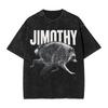 Washed T Shirt Jimothy Raccoon Hip Hop Cool T-Shirts High Street Streetwear 100% Cotton Summer Tops Tee Shirt for Men Women
