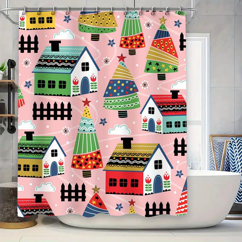 GAETU Duschvorhang Botanisches Blumenmuster Wasserdichter Stoff Badezimmerdeko Vintage Rustikaler Bauernhausstil Heimdeko