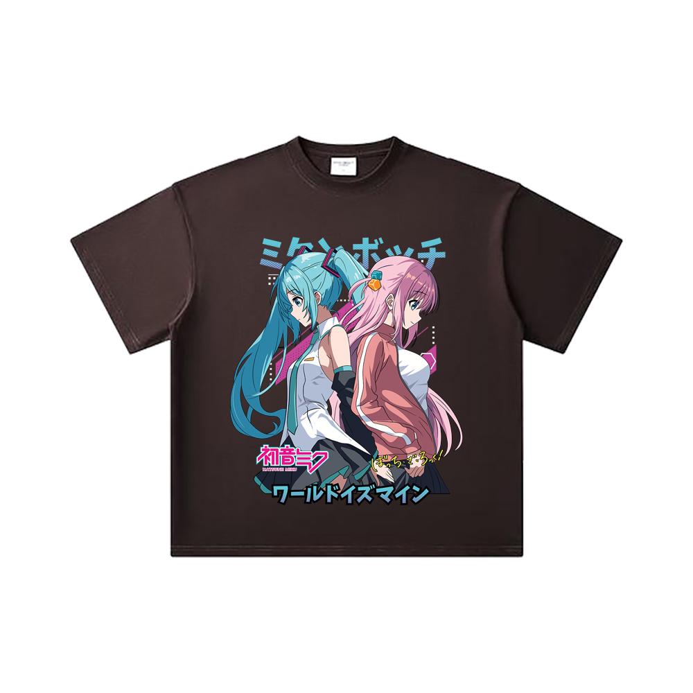 260 GSM Double Yarn 32 Count 100% Cotton Bocchi The Rock V3 Miku Bocchi Print Unisex Heavy Cotton T Shirt