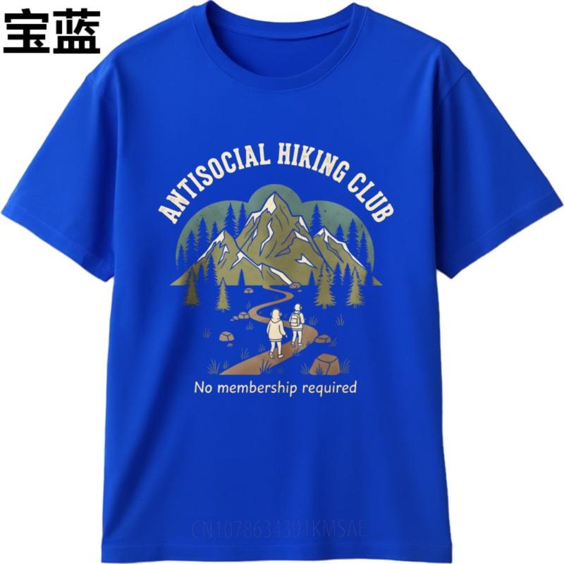Comfortable Unisex Crew Neck Tshirt Streetwear Antisocial Hiking Club Mountain Scene Hiker Trail Trees Anime For Her Teeshirt
