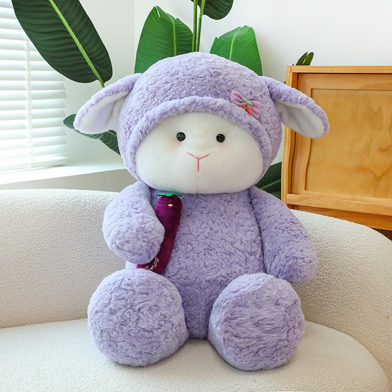 Cartoon Long Cute Eared Sheep Plush Toy Eggplant In Its Arms Kids Birthday Gift
