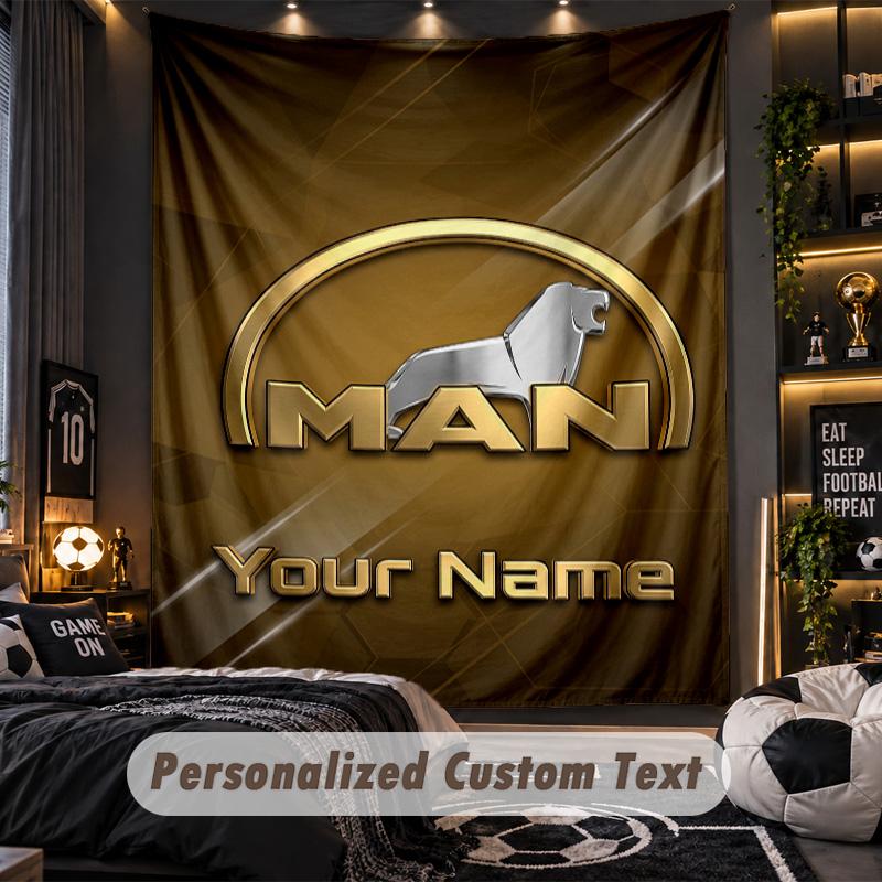 TapestryMAN Truck Custom Name Text Personalized Wall Hanging Tapestry Home Wall Decor
