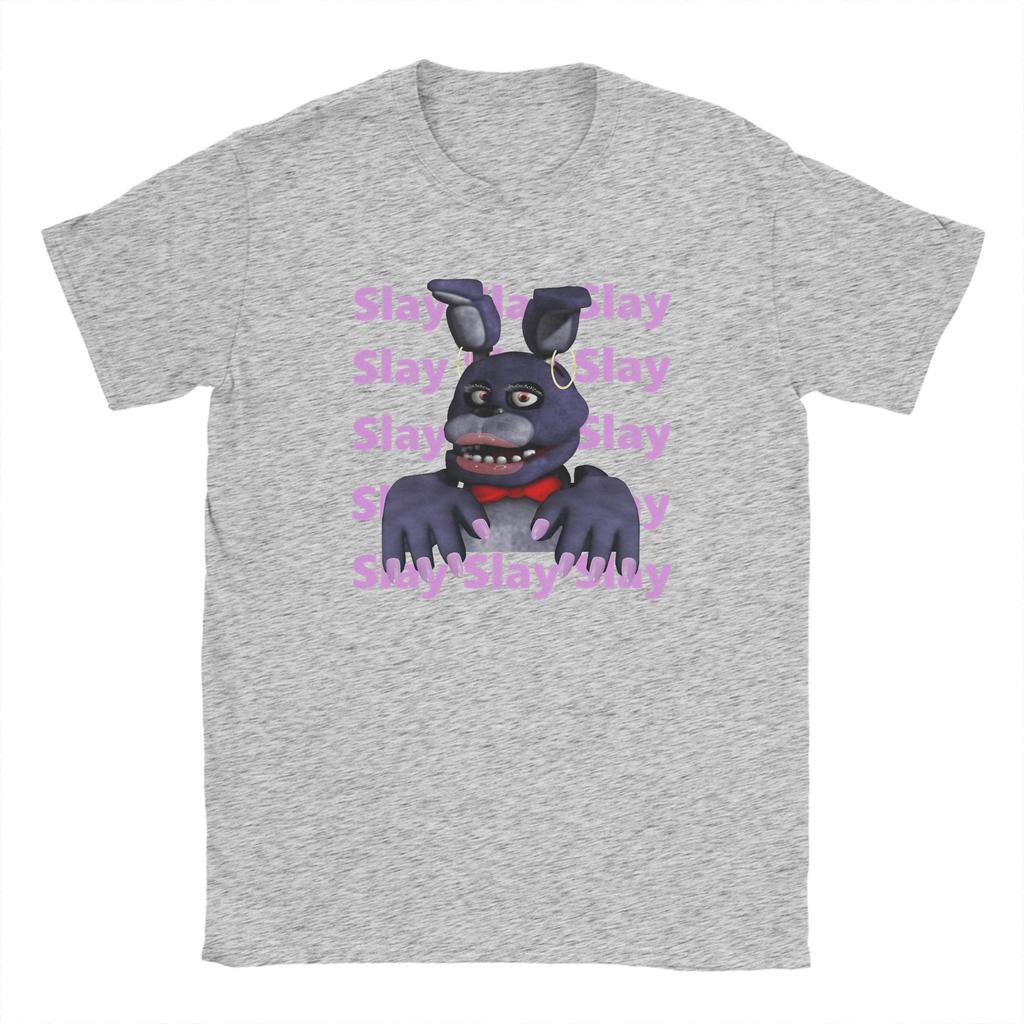 Fnaf slay meme on periodt Men T Shirts FNAF At Freddys Tee Shirt Short Sleeve Round Collar TShirt Pure Cotton Summer Clothes