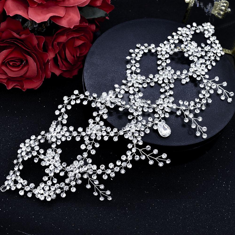 Handmade Rhinestone Bridal Forehead Chain Headband - Elegant Updo Accessory