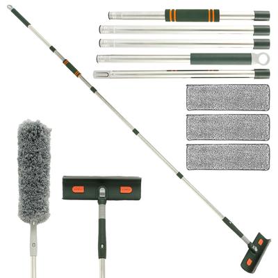 Multi Function Window Floor Squeegee Cleaner Tool with  Extension Pole Micro Fiber Scrubber with Pads for Car Glass Cleaning Mop