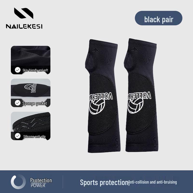 

Volleyball Arm Sleeves & Wristbands for Students and Professionals - Cushioning for Digs Black pair [soft foam pad]