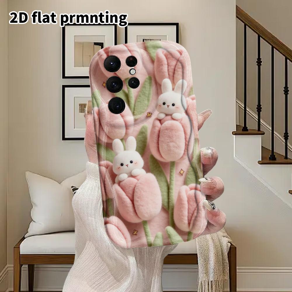 Phone Case: 2D Flat Samsung Galaxy A34 A35 M05 M06 S20 S22 S21 FE Plus 5G Protective Case, Couple Style, Tulip Rabbit, Christmas and Halloween Gift