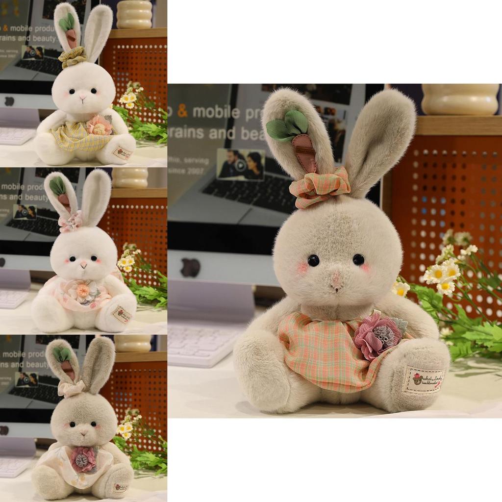 Cute Plaid Dress Cartoon Rabbit Plush Toy For Children