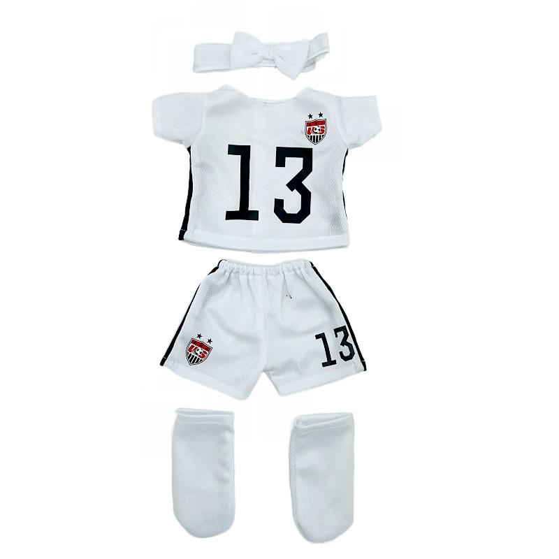 

Футбольная форма для куклы 18 /43см Одежда и аксессуары для кукол-спортсменок Набор Шорты Носки Галстук-бабочка Подарки для девочек белый