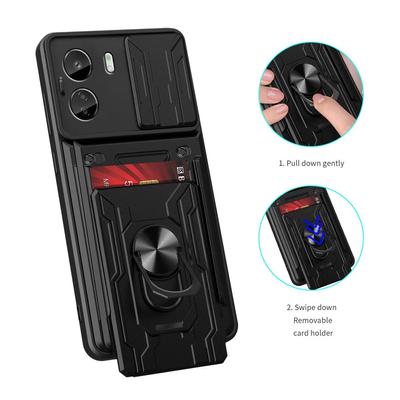 Wallet Card Slot Slide Camera Protect Case for Xiaomi POCO C65 C 65 C55 4G F5 Pro X5 Pro Shockproof Armor Ring Holder Back Cover for Redmi 13C 13 C