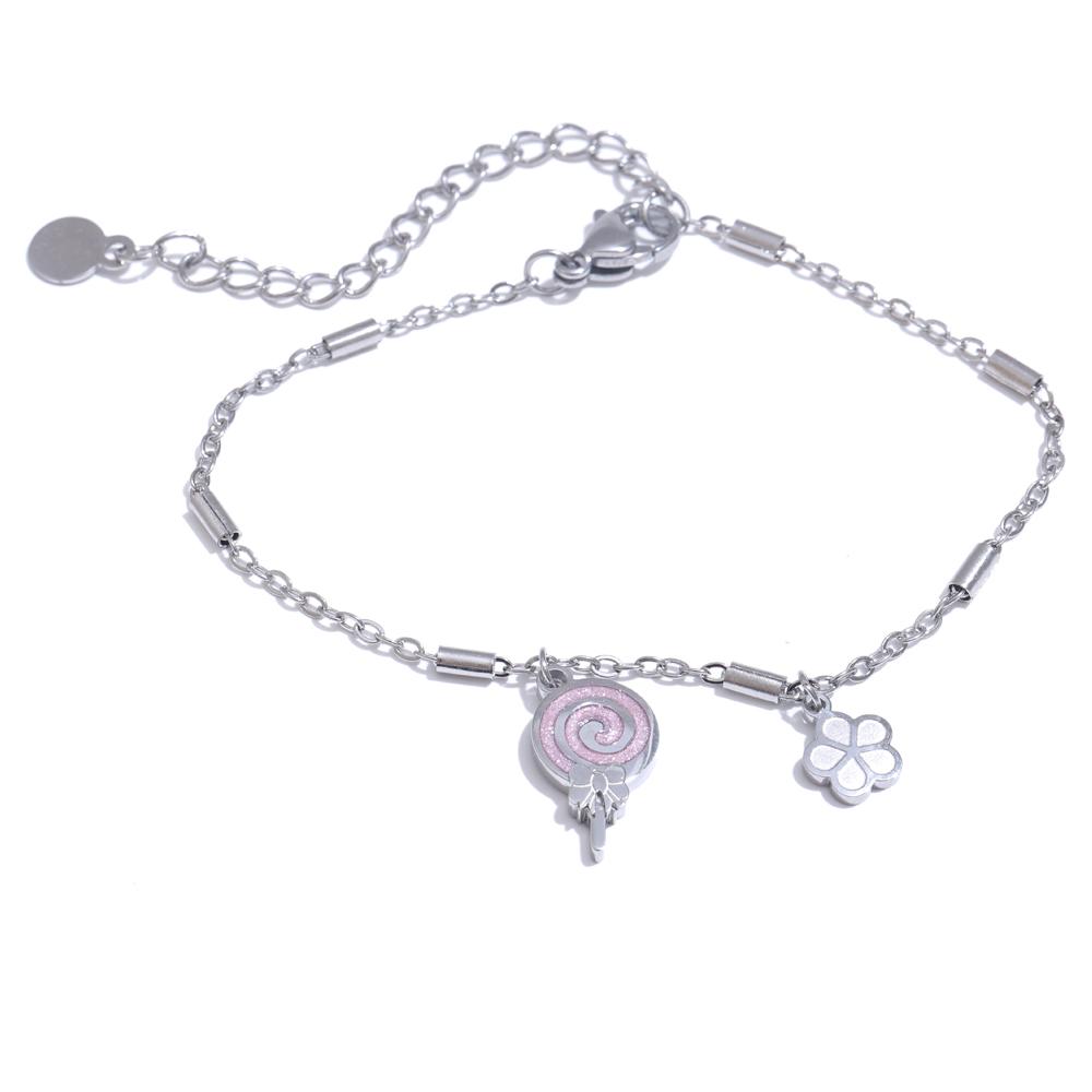 

Yhpup Fashion Stainless Steel Enamel Lollipop Flower Drop Golden Bracelet Bangle High Quality Sweet Wrist Jewellery Gift