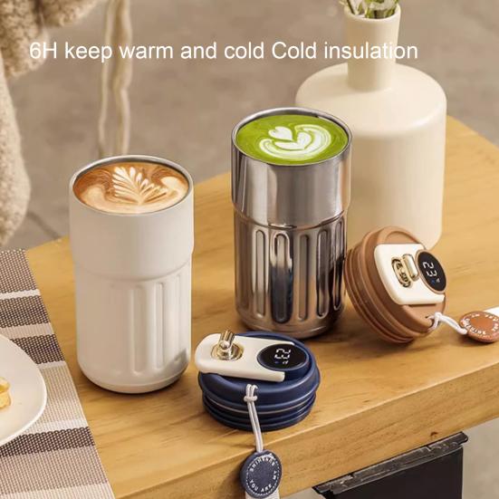 450 ml Thermobecher, intelligenter Isolierbecher mit auslaufsicherem Deckel und Temperaturanzeige für Zuhause, Büro, Outdoor