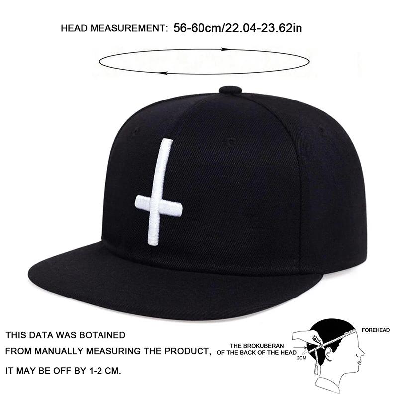 Unisex Black Inverted Cross Embroidered Snapback Hat Paisley Print Adjustable Hip Hop Baseball Cap for Men Women Streetwear