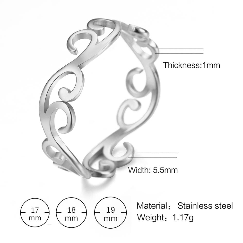 Vintage Filigree Flower Ring Women Girls Stainless Steel Romantic Gold Color Casual Rings Jewelry Anniversary Gift