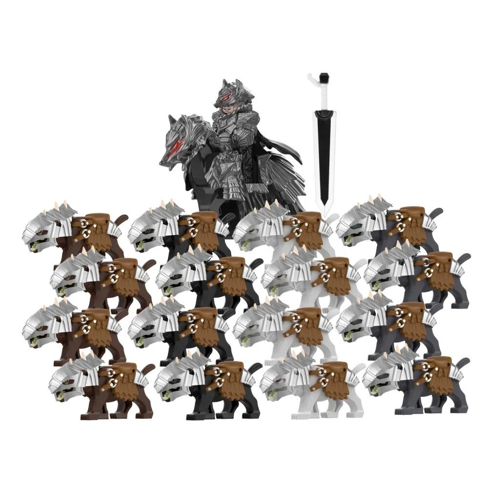 MOC Anime Assemble Compatible Movable Bricks Raider Soldiers Armored Wolf Rider Mount Knights Building Blocks Toys Model Gifts