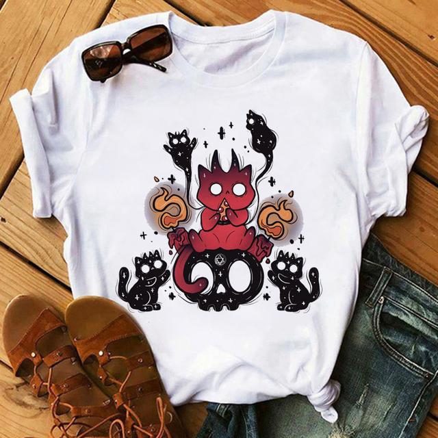 Tricou Satan Demon Moarte înfricoșător Tricou cu imprimeu cu demoni pentru femei Tricou cu desene animate Grim Reaper Baphomet