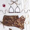 1011 European and American three-point printing sexy halter leopard print bikini women's straps new split swimsuit two-piece set