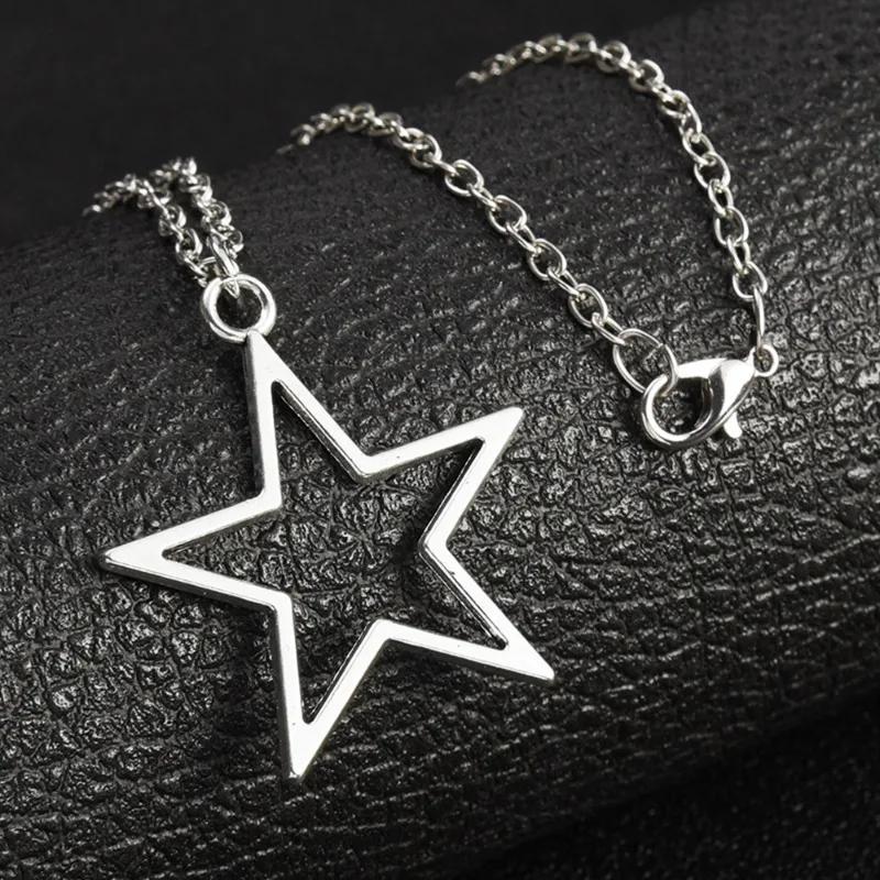 Gothic Pentagram Pendant Necklace Retro Star Metal Necklaces Punk Five-pointed Star Jewels Cool Jewelry Accessories Gift Giving