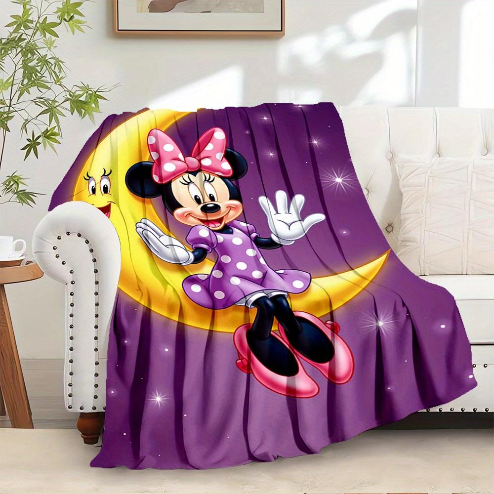 

1 pc Flannel Minnie Mouse Pink Polka Dot Dress Moon Starry Night Bedding Throw Blanket Sofa Cover Gift Home Decorative 3D Printed Comforter 130x150cm