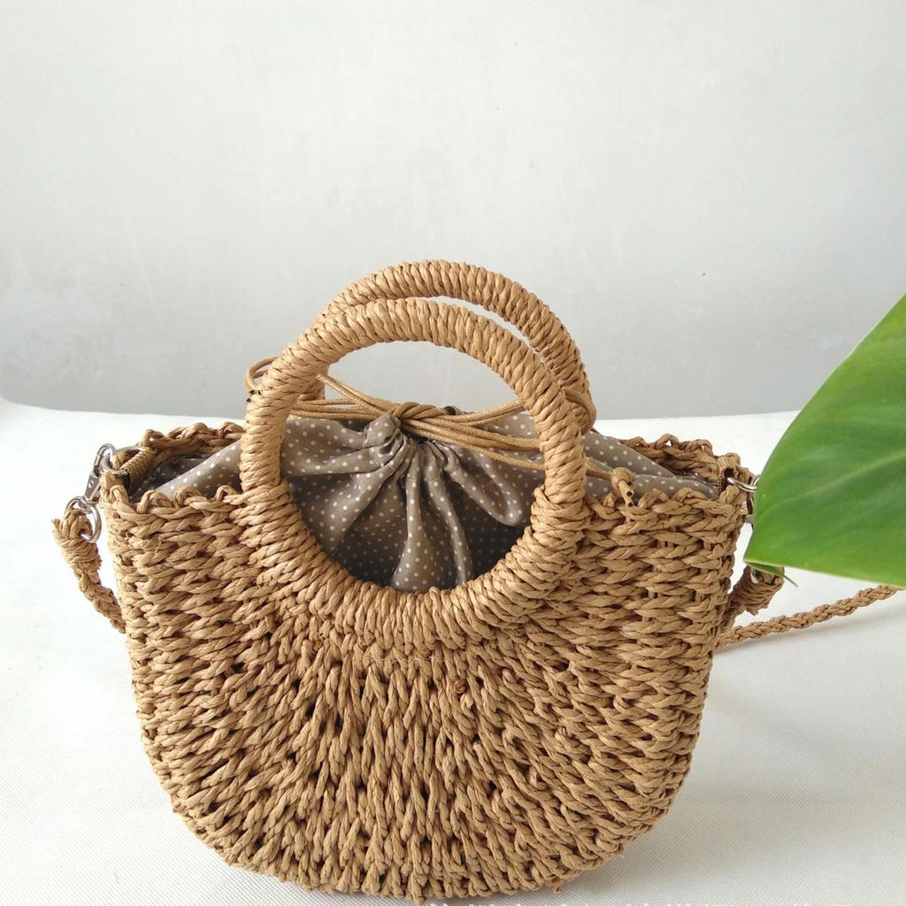 Bolsa Cesta de Legumes da Moda Ombro Transversal Rattan Acompanhamento Palha Bolsa Tecelagem Manual