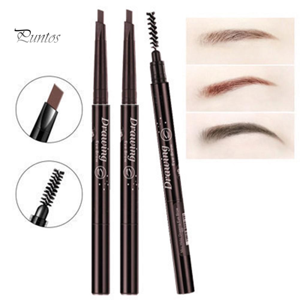 Puntos Dual Head Automatic Rotary Triangle Eyebrow Pencil Brush Non Smudge Eye Cosmetic