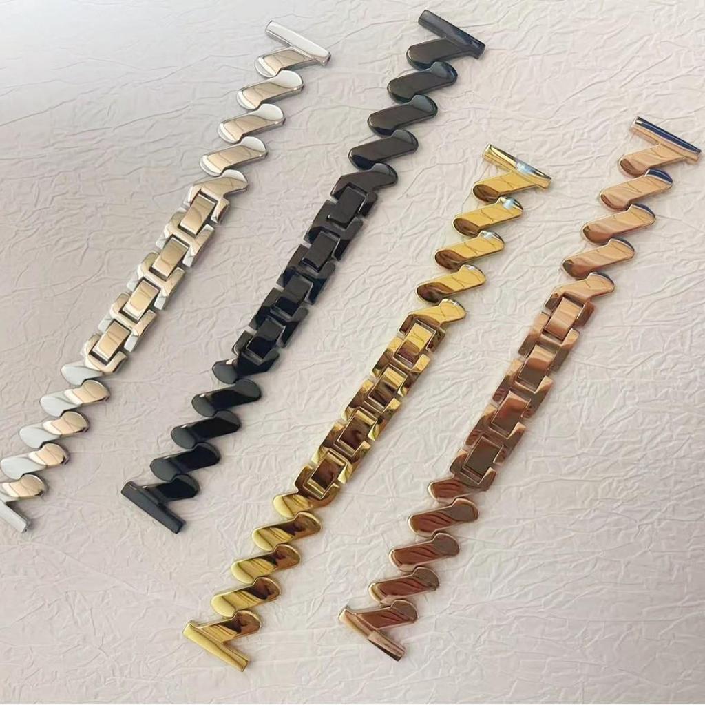 20mm Z-förmiges Edelstahl-Uhrenarmband für Huawei & Samsung - Unisex Helles Wellenmuster