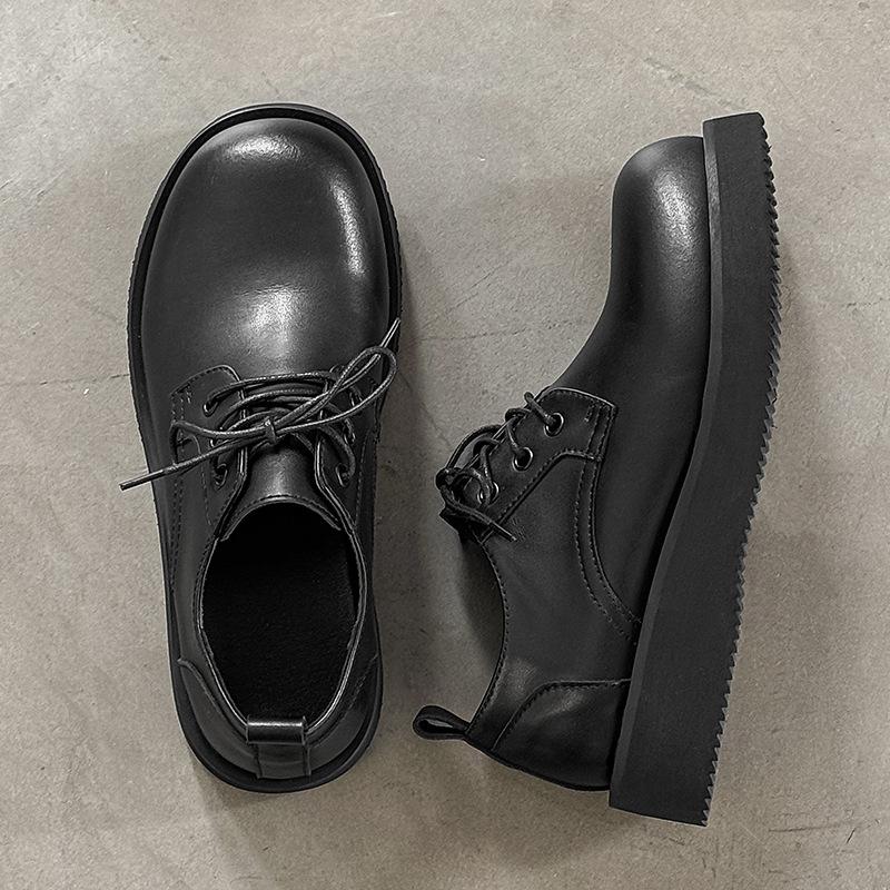 2025 big head leather shoes light luxury business casual men's shoes formal shoes platform men's British black 1560-J