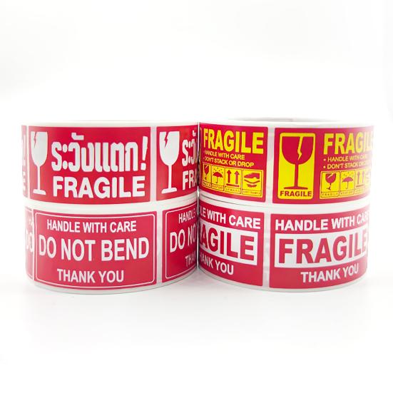 1 Roll Fragile Warning Label Sticker Self Adhesive Easy to Stick Eye-catching Handling Awareness Fragile Warning Label Tag for Shipper