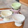 Ceramic Scalloped High Foot Bowl, Ice Cream Dessert Cup for Restaurant Hotel, Bird‘s Nest Sweet Soup Bowl