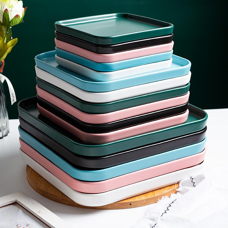 Nordic Restaurant Household Steak Plate Square Pizza Plate Pasta Plate Heart Plate Creative Tableware Microwave Oven