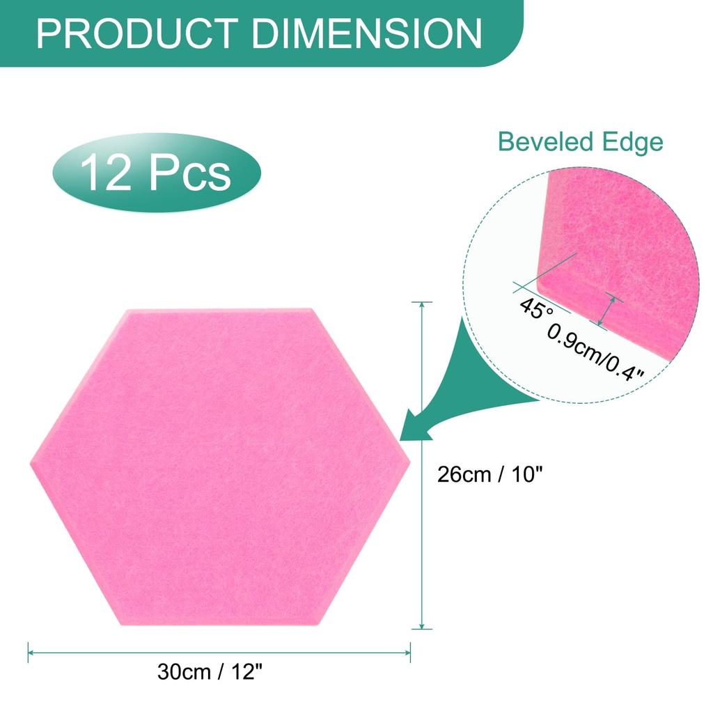Uxcell 12-Piece Self-Adhesive Acoustic Panels, 12" X 10" X 0.4", Good Density Soundproof Padding, Hexagonal Soundproof Absorbent Panels, Insulation,