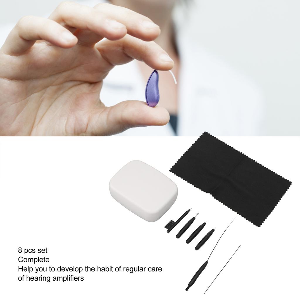 8pcs Hring Amplifier Clning Tools rwax Removal Lightweight Complete Professional Brush Set
