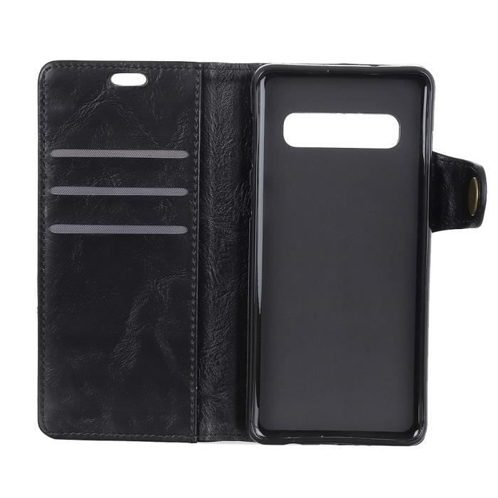 Coque - Samsung - Galaxy S10 - Étui Portefeuille - Cuir PU - Antichoc - Noir