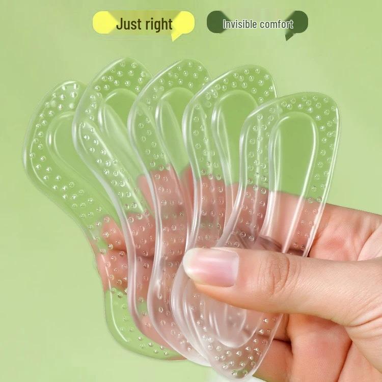 Gel Anti-Wear Half Insole: Soft, Invisible, Anti-Drop Heel Stickers with Granule Massage and Adjustable Self-Adhesive Design.